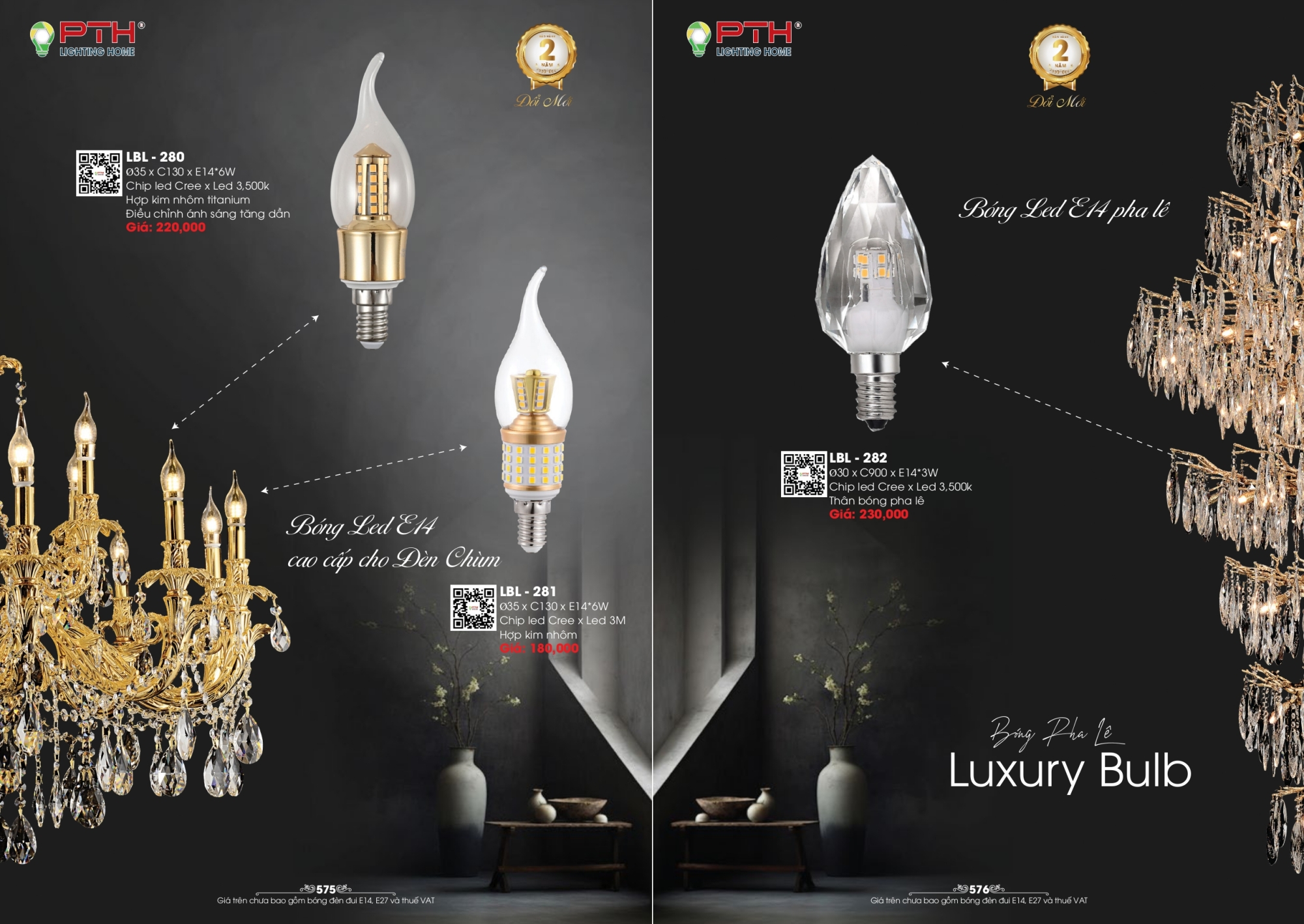 Bảng giá đèn trang trí PTH Lighting Home 2026